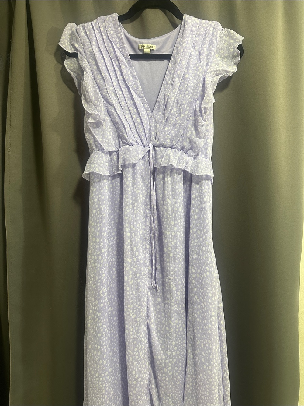 Lavender Dot Ruffle Maxi Dress